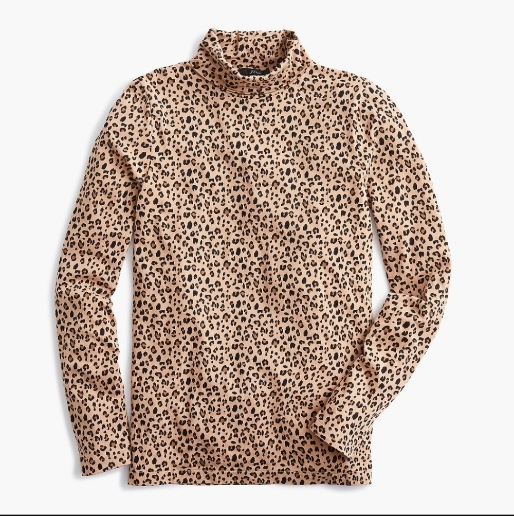  J.Crew Tissue Turtleneck in a Leopard Mod Neutral Women's Size XS